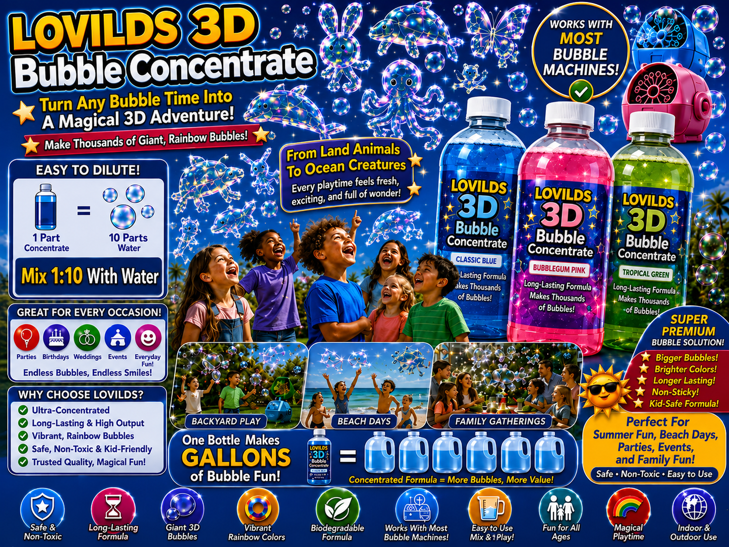 LOVILDS 3D Bubble Concentrate Animal &Ocean Fantasy Theme