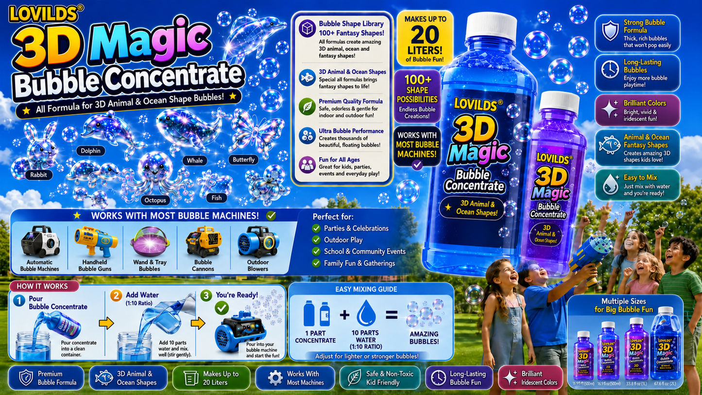 LOVILDS 3DMagic Bubble Concentrate Animal &Ocean Fantasy Theme