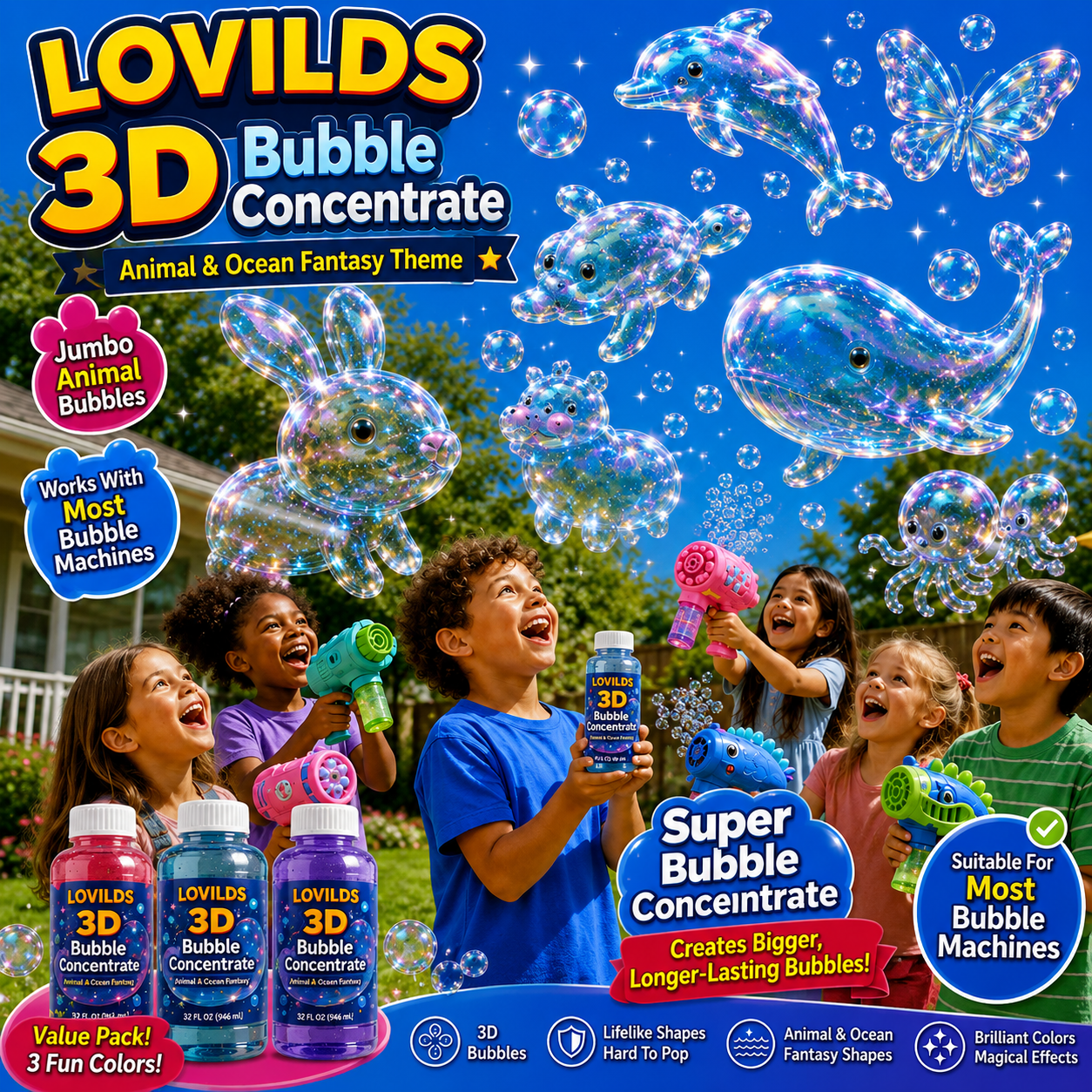 LOVILDS 3D Bubble Concentrate Animal &Ocean Fantasy Theme