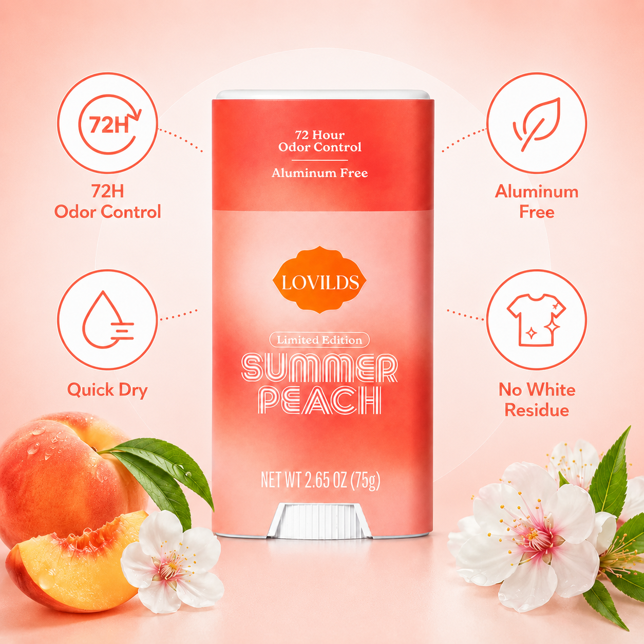 LOVILDS Summer Peach Deodorant – Freshness & Gentle Underarm Care