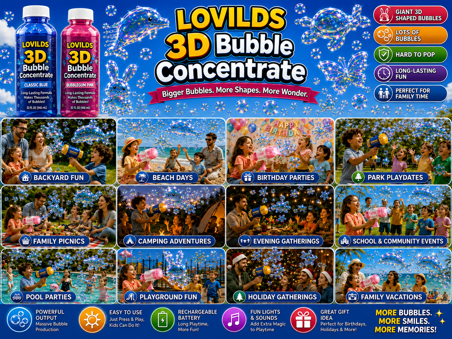 LOVILDS 3D Bubble Concentrate Animal &Ocean Fantasy Theme