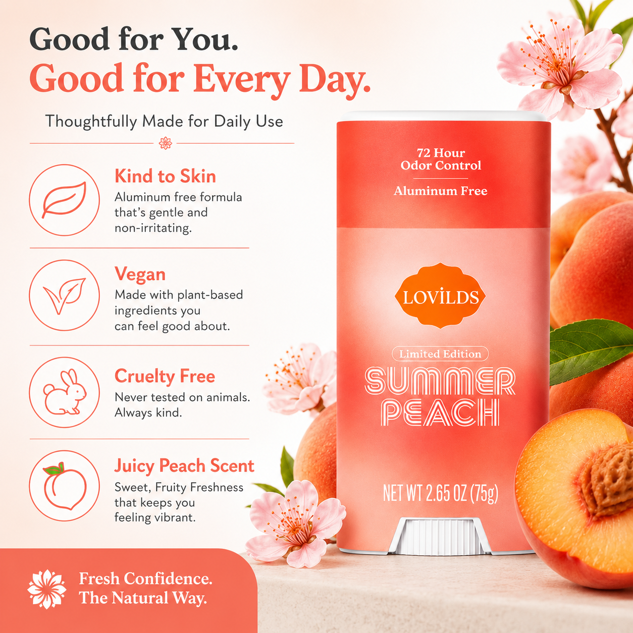 LOVILDS Summer Peach Deodorant – Freshness & Gentle Underarm Care