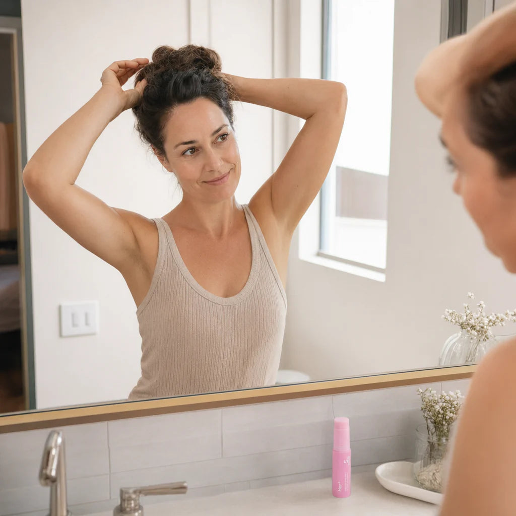 Woman feeling more comfortable and confident in her appearance