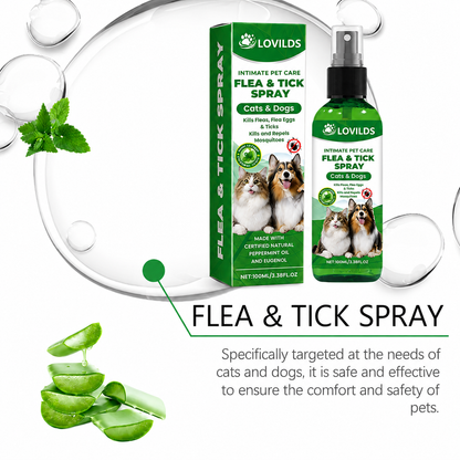 LOVILDS™🍃Natural Flea & Tick Spray for Dogs & Cats–Helps Kill & Repel Fleas & Ticks
